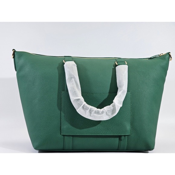 Maison de Sabre Large Leather Weekender Bag Emerald Green Duffel Tote Carry On - Picture 10 of 17
